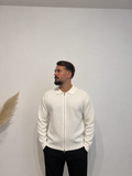 Cardigan polo zip panna